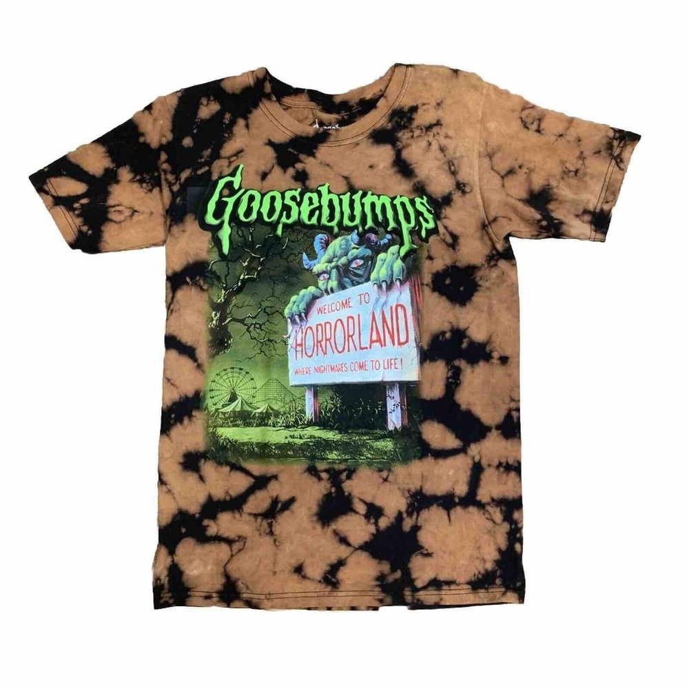 Goosebumps Welcome To Horrorland Tie Dye Shirt Size Small Black Bleach